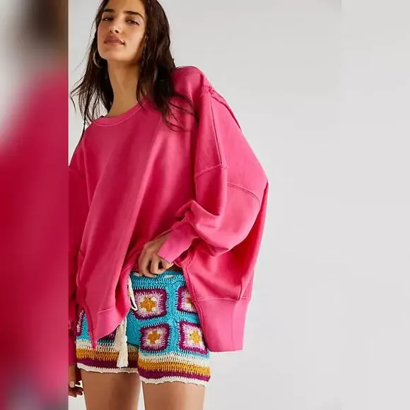 We The Free - Free People Camden Sweatshirt - Pink Phenom - Small - Picture 2 of 9